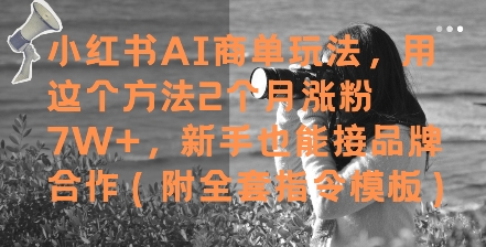 小红书AI商单玩法，用这个方法2个月涨粉7W+，新手也能接品牌合作(附全套指令模板)-客创社 - 专注互联网轻资产创业及网络项目资源整合与分享客创社-免费且强大的项目分享网站！
