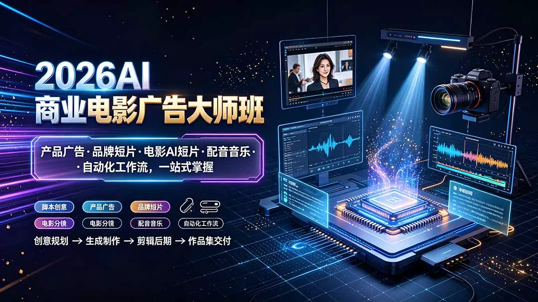 2026AI商业电影广告大师班:产品广告·品牌短片·电影AI短片·配音音乐·自动化工作流,一站式掌握-软件百科