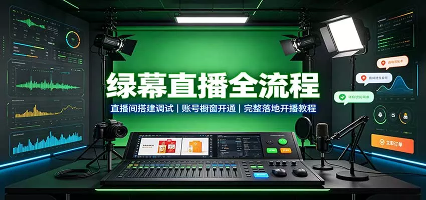 绿幕直播全流程：直播间搭建调试，账号橱窗开通，完整落地开播教程客创社区-专注互联网轻资产资源整合与分享客创社区-专注互联网轻资产资源整合与分享