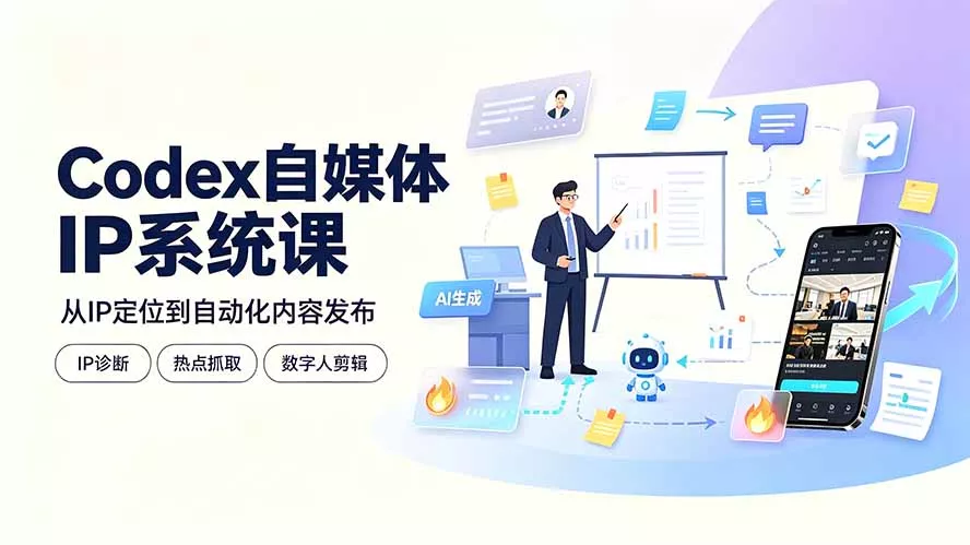 Codex自媒体IP系统课：IP诊断/热点抓取/IP蒸馏 Skill，爆款复刻数字人多平台自动发布教程-软件百科