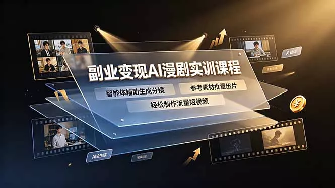 副业变现AI漫剧实训课程，智能体辅助生成分镜，参考素材批量出片，轻松制作流量短视频客创社区-专注互联网轻资产资源整合与分享客创社区-专注互联网轻资产资源整合与分享