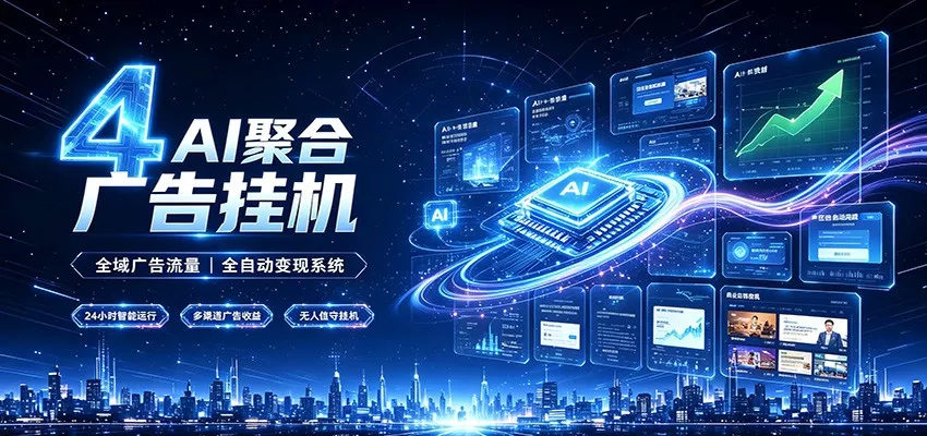 全域广告流量聚合，AI无人挂机稳赚佣金，打造长期稳定被动收入副业-鱼见海资源网-免费PHP网站源码模板,插件软件网创AI智能体资源分享平台！