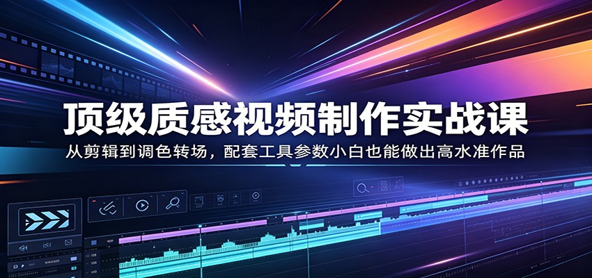 顶级质感视频制作实战课：从剪辑到调色转场，配套工具参数小白也能做出高水准作品客创社区-专注互联网轻资产资源整合与分享客创社区-专注互联网轻资产资源整合与分享
