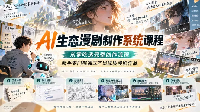 AI生态漫剧制作系统课程，从零吃透完整创作流程，新手零门槛独立产出优质漫剧作品客创社区-专注互联网轻资产资源整合与分享客创社区-专注互联网轻资产资源整合与分享