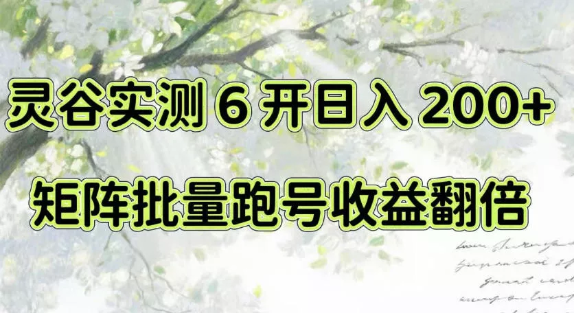 一台电脑就能做!灵谷实测6开日入200+,矩阵批量跑号收益翻倍【揭秘】 一台电脑就能做!灵谷实测6开日入200+,矩阵批量跑号收益翻倍【