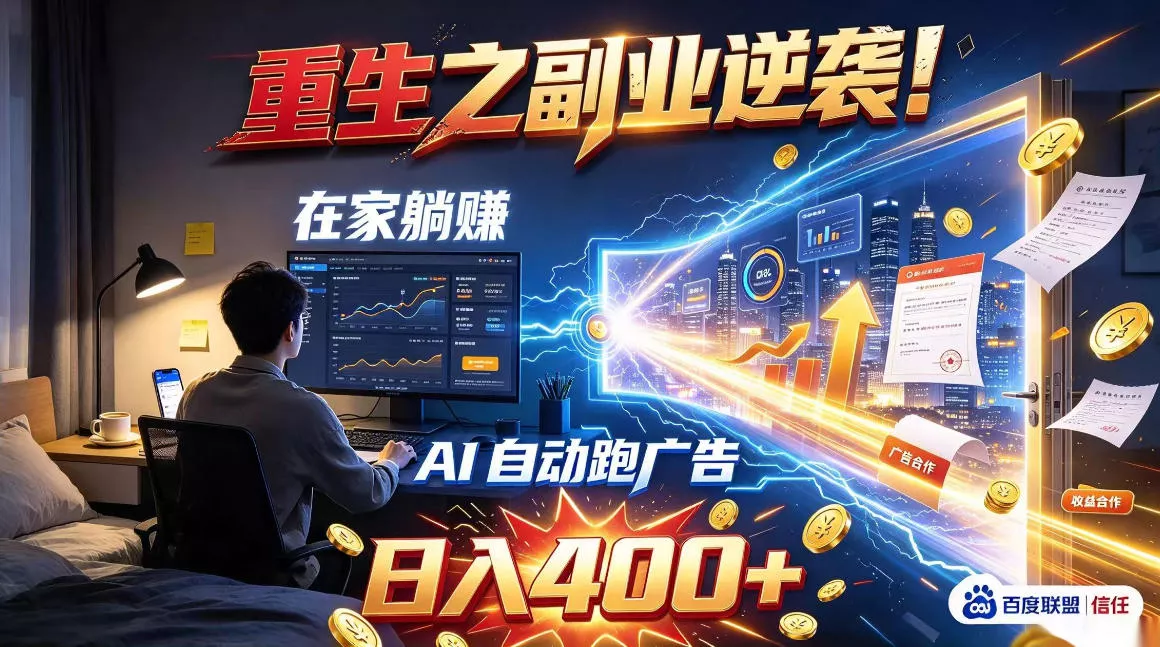 重生之副业逆袭！在家躺赚AI自动跑广告日入400+，无需人工操作【揭秘】客创社区-专注互联网轻资产资源整合与分享客创社区-专注互联网轻资产资源整合与分享