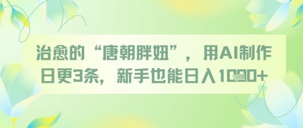 治愈的“唐朝胖妞”，用AI制作日更3条，新手也能日入多张-客创社 - 专注互联网轻资产创业及网络项目资源整合与分享客创社-免费且强大的项目分享网站！