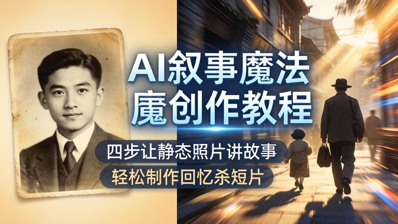 AI叙事魔法创作教程，四步让静态照片讲故事，老照片修复加动态特效，轻松制作回忆杀短片客创社区-专注互联网轻资产资源整合与分享客创社区-专注互联网轻资产资源整合与分享