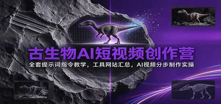 古生物AI短视频创作营：全套提示词指令教学，工具网站汇总，AI视频分步制作实操客创社区-专注互联网轻资产资源整合与分享客创社区-专注互联网轻资产资源整合与分享