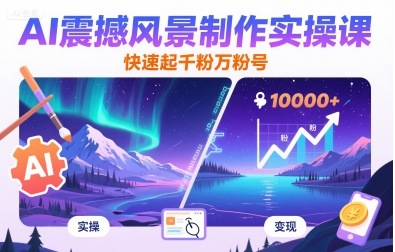 AI震撼风景制作实操课，快速起千粉万粉号-客创社 - 专注互联网轻资产创业及网络项目资源整合与分享客创社-免费且强大的项目分享网站！