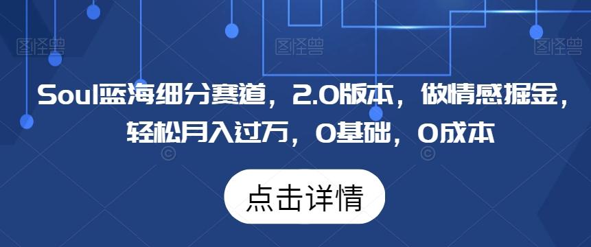 Soul蓝海细分赛道，2.0版本，做情感掘金，轻松月入过万，0基础，0成本客创社 - 专注互联网轻资产创业及网络项目资源整合与分享客创社 - 专注互联网轻资产创业及网络项目资源整合与分享