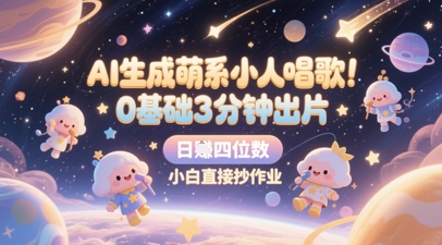 AI生成萌系小人唱歌，0基础3分钟出片，28个作品涨粉8.9W，单条最高19W赞，日入四位数，小白直接抄作业-客创社 - 专注互联网轻资产创业及网络项目资源整合与分享客创社-免费且强大的项目分享网站！