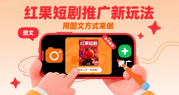 红果短剧推广新玩法，用图文方式来做，有手就会-客创社 - 专注互联网轻资产创业及网络项目资源整合与分享客创社-免费且强大的项目分享网站！