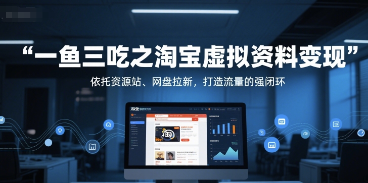 一鱼三吃之淘宝虚拟资料变现，依托资源站、网盘拉新，打造流量的强闭环-客创社 - 专注互联网轻资产创业及网络项目资源整合与分享客创社-免费且强大的项目分享网站！