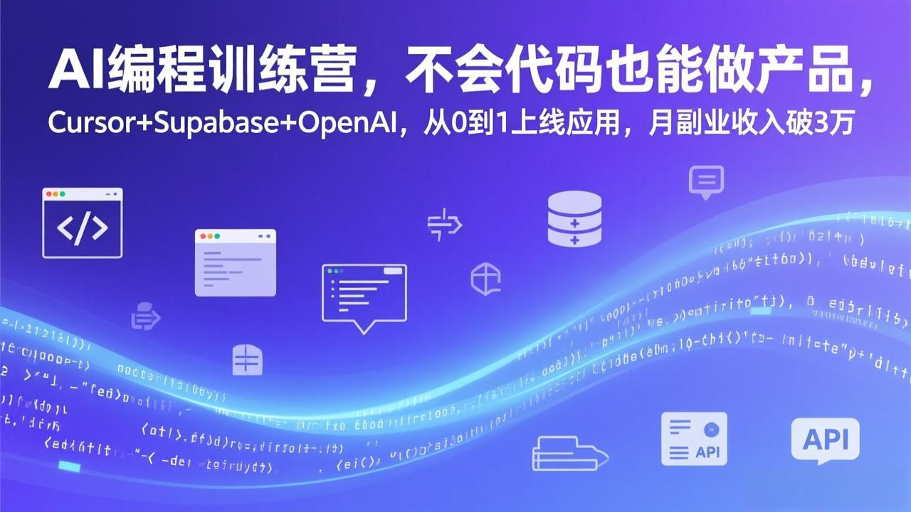 AI编程训练营，不会代码也能做产品，Cursor+Supabase+OpenAI，从0到1上线应用，月副业收入破3万 - 鱼...-鱼见海资源网-免费PHP网站源码模板,插件软件网创AI智能体资源分享平台！