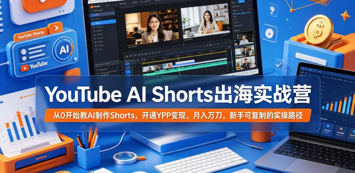 YouTube AI Shorts出海实战营，从0开始教AI制作Shorts，开通YPP变现，月入万刀，新手可复制的实操路径 《鱼见海科技》-鱼见海资源网-免费PHP网站源码模板,插件软件网创AI智能体资源分享平台！