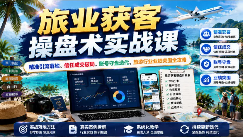 旅业获客操盘术实战课｜精准引流落地、信任成交破局、账号守盘迭代、旅游行业业绩突围全攻略星享资源网星享资源网