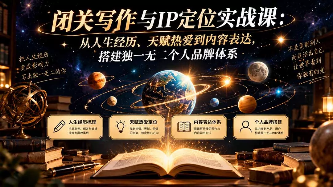 闭关写作与IP定位实战课：从人生经历、天赋热爱到内容表达，搭建独一无二个人品牌体系星享资源网星享资源网