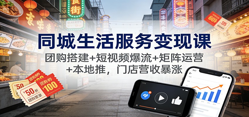 同城生活服务变现课：团购搭建+短视频爆流+矩阵运营+本地推，门店营收暴涨客创社区-专注互联网轻资产资源整合与分享客创社区-专注互联网轻资产资源整合与分享