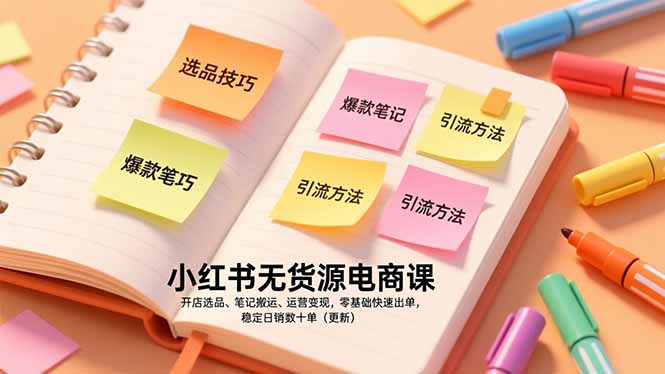 小红书无货源电商课，开店选品、笔记搬运、运营变现，零基础快速出单，稳定日销数十单(更新客创社区-专注互联网轻资产资源整合与分享客创社区-专注互联网轻资产资源整合与分享