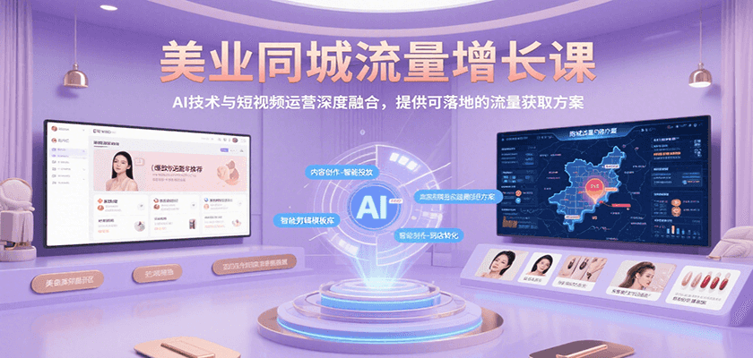美业同城流量增长课，AI技术与短视频运营深度融合，提供可落地的流量获取方案客创社区-专注互联网轻资产资源整合与分享客创社区-专注互联网网络项目资源整合与分享