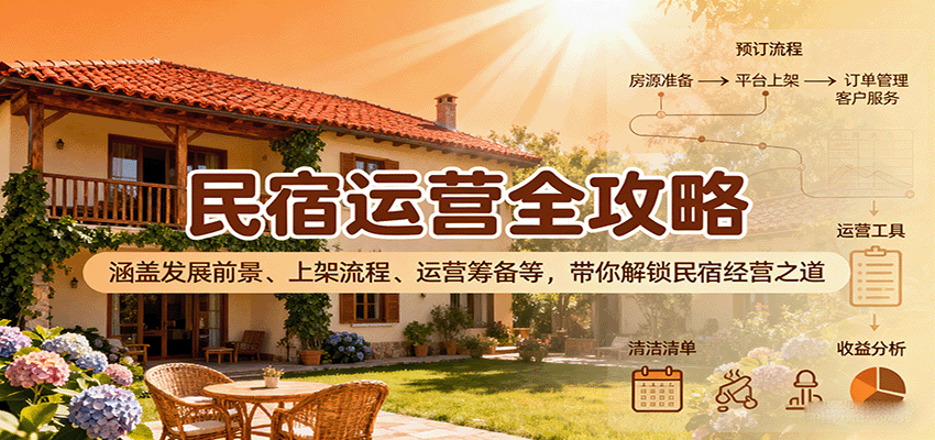 民宿运营全攻略：涵盖发展前景、上架流程、运营筹备等，带你解锁民宿经营之道客创社区-专注互联网轻资产资源整合与分享客创社区-专注互联网轻资产资源整合与分享