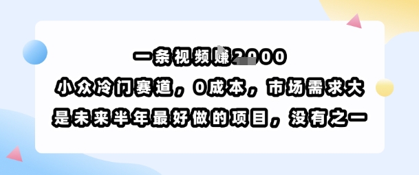 一条视频挣1k，小众冷门赛道，0成本，市场需求大，是未来半年最好做的项目，没有之一客创社区-专注互联网轻资产资源整合与分享客创社区-专注互联网轻资产资源整合与分享