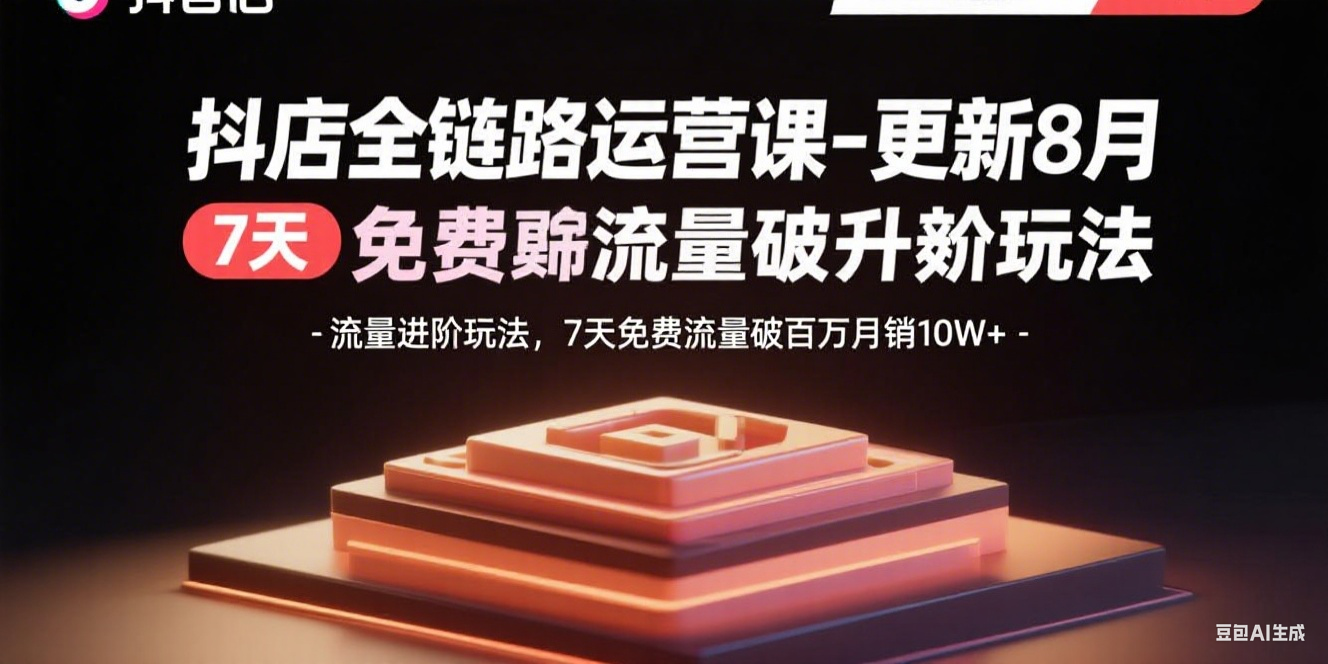 抖店全链路运营课-更新8月：流量进阶玩法，7天免费流量破百万月销10W+客创社区-专注互联网轻资产资源整合与分享客创社区-专注互联网轻资产资源整合与分享