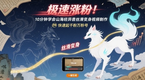 极速涨粉！10分钟学会山海经异兽丝滑变身视频制作，快速起千粉万粉号客创社区-专注互联网轻资产资源整合与分享客创社区-专注互联网轻资产资源整合与分享