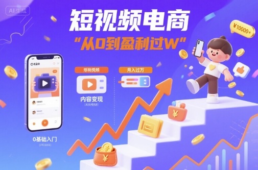 短视频电商：短视频变现从0到盈利过W客创社区-专注互联网轻资产资源整合与分享客创社区-专注互联网轻资产资源整合与分享
