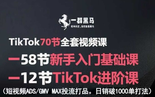 TikTok全套视频课，新手入门+进阶课，短视频ADS-GMV MAX投流打品，日销破1000单打法客创社区-专注互联网轻资产资源整合与分享客创社区-专注互联网轻资产资源整合与分享
