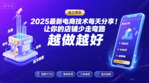 2025最新电商技术每天分享，让你的店铺少走弯路，越做越好(更新8月)客创社区-专注互联网轻资产资源整合与分享客创社区-专注互联网轻资产资源整合与分享