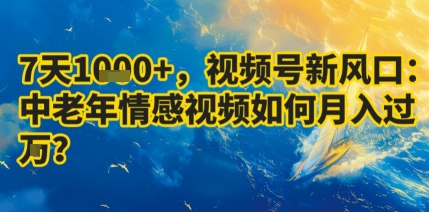 7天收益1k+，视频号新风口：中老年情感视频如何月入过W?客创社区-专注互联网轻资产资源整合与分享客创社区-专注互联网轻资产资源整合与分享