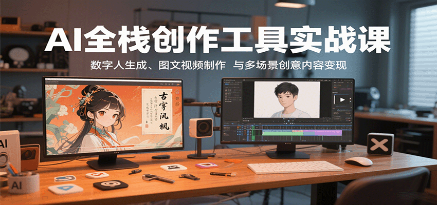 AI全栈创作工具实战课：数字人生成、图文视频制作与多场景创意内容变现客创社区-专注互联网轻资产资源整合与分享客创社区-专注互联网轻资产资源整合与分享