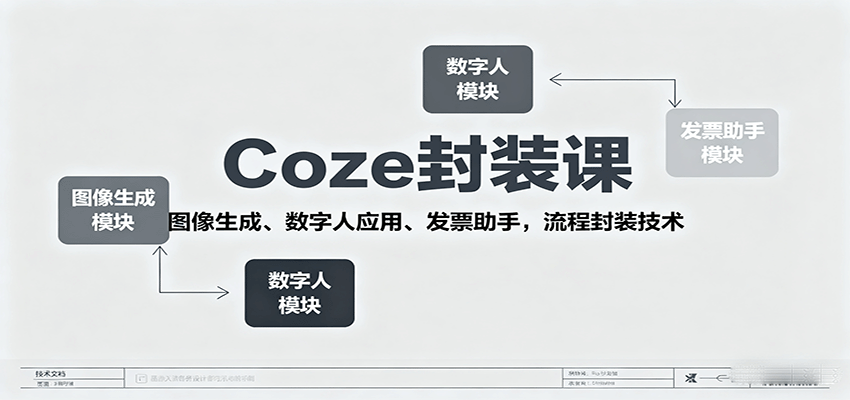 Coze封装课，图像生成、数字人应用、发票助手，流程封装技术客创社区-专注互联网轻资产资源整合与分享客创社区-专注互联网轻资产资源整合与分享