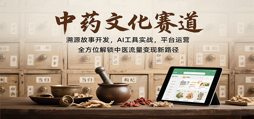 中药文化赛道：溯源故事开发，AI工具实战，平台运营，全方位解锁中医流量变现新路径客创社区-专注互联网轻资产资源整合与分享客创社区-专注互联网轻资产资源整合与分享