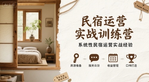 民宿运营实战训练营，系统性民宿运营实战经验客创社区-专注互联网轻资产资源整合与分享客创社区-专注互联网轻资产资源整合与分享