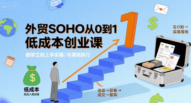 外贸SOHO从0到1低成本创业课，能够立刻上手实操与落地执行客创社区-专注互联网轻资产资源整合与分享客创社区-专注互联网轻资产资源整合与分享