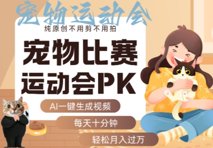 AI一键生成宠物比赛运动会PK视频，纯原创不用剪不用拍，每天十分钟，轻松月入过1W+客创社区-专注互联网轻资产资源整合与分享客创社区-专注互联网轻资产资源整合与分享