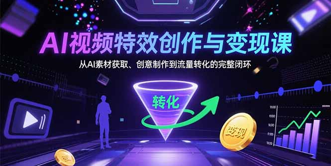 AI视频特效创作与变现课：从AI素材获取、创意制作到流量转化的完整闭环客创社区-专注互联网轻资产资源整合与分享客创社区-专注互联网轻资产资源整合与分享