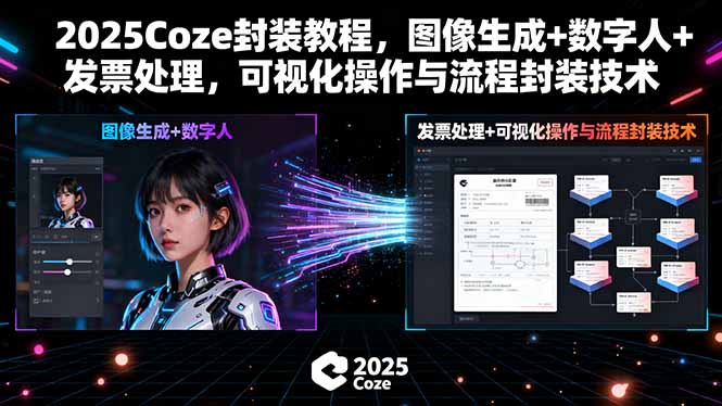 2025Coze封装教程，图像生成+数字人+发票处理，可视化操作与流程封装技术客创社区-专注互联网轻资产资源整合与分享客创社区-专注互联网轻资产资源整合与分享