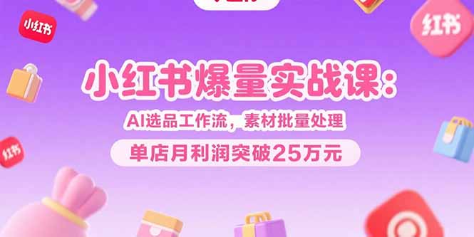 小红书爆量实战课：AI选品工作流，素材批量处理，单店月利润突破25万元客创社区-专注互联网轻资产资源整合与分享客创社区-专注互联网轻资产资源整合与分享