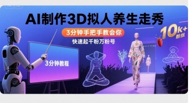 Ai制作3D拟人养生走秀，3分钟手把手教会你，快速起千粉万粉号客创社区-专注互联网轻资产资源整合与分享客创社区-专注互联网轻资产资源整合与分享