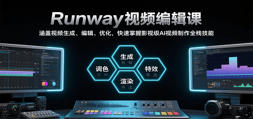 Runway视频编辑课，涵盖视频生成、编辑、优化，快速掌握影视级AI视频制作全栈技能客创社区-专注互联网轻资产资源整合与分享客创社区-专注互联网轻资产资源整合与分享