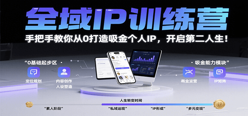 全域IP训练营，手把手教你从0打造吸金个人IP，开启第二人生！客创社区-专注互联网轻资产资源整合与分享客创社区-专注互联网轻资产资源整合与分享