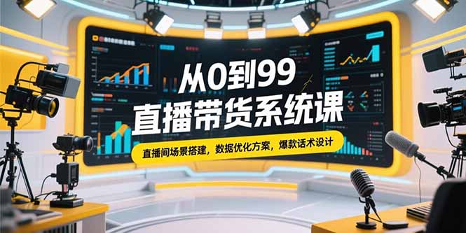 从0到99直播带货系统课，直播间场景搭建，数据优化方案，爆款话术设计客创社区-专注互联网轻资产资源整合与分享客创社区-专注互联网轻资产资源整合与分享