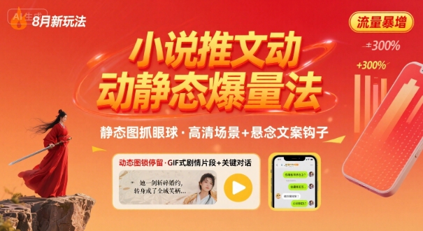 8月小说推文全新玩法，动静态图片+搭配小说文案爆量玩法客创社区-专注互联网轻资产资源整合与分享客创社区-专注互联网轻资产资源整合与分享
