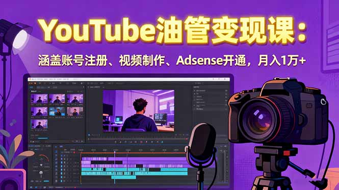 2025YouTube油管变现课：涵盖账号注册、视频制作、Adsense开通，月入1万+客创社区-专注互联网轻资产资源整合与分享客创社区-专注互联网轻资产资源整合与分享