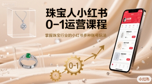珠宝人小红书0-1运营课程，掌握珠宝行业的小红书多种账号玩法客创社区-专注互联网轻资产资源整合与分享客创社区-专注互联网轻资产资源整合与分享