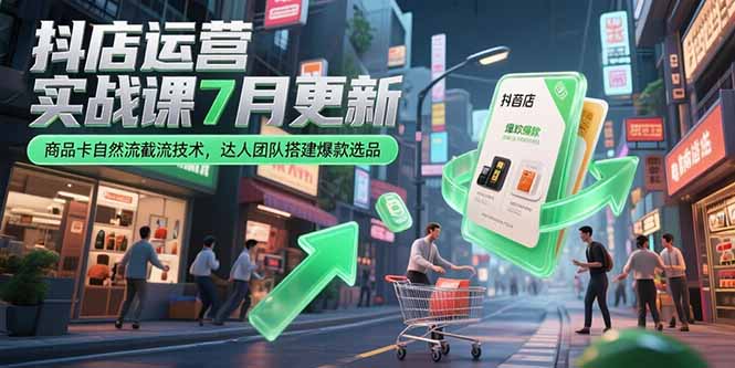 抖店运营实战课7月更新，商品卡自然流截流技术，达人团队搭建爆款选品客创社区-专注互联网轻资产资源整合与分享客创社区-专注互联网轻资产资源整合与分享